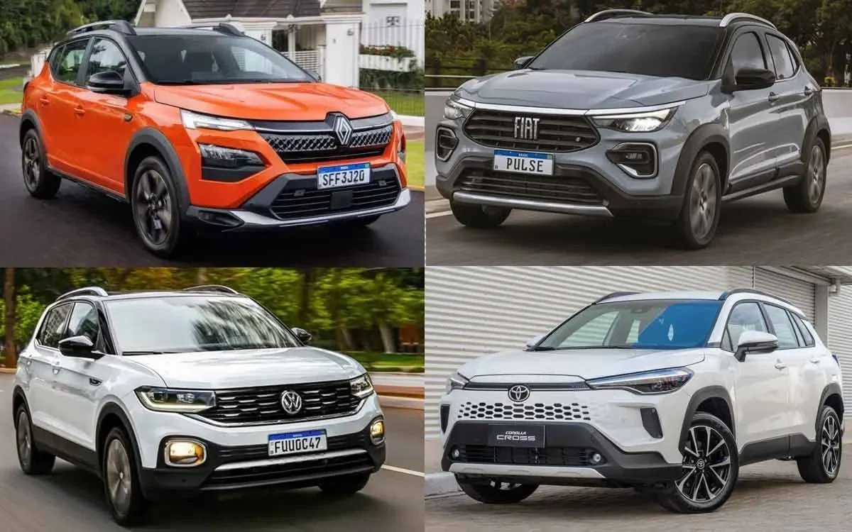 Colagem de diversos SUVs em destaque.