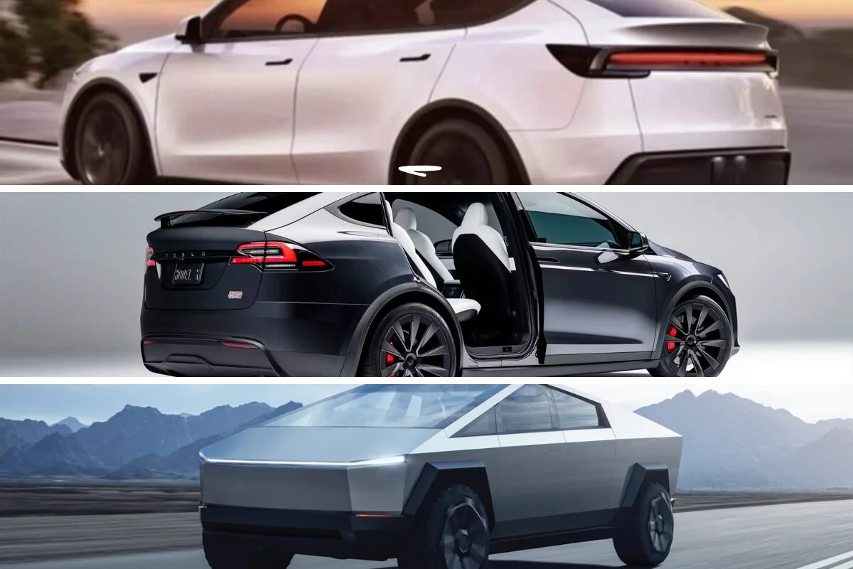 V&aacute;rios carros da Tesla