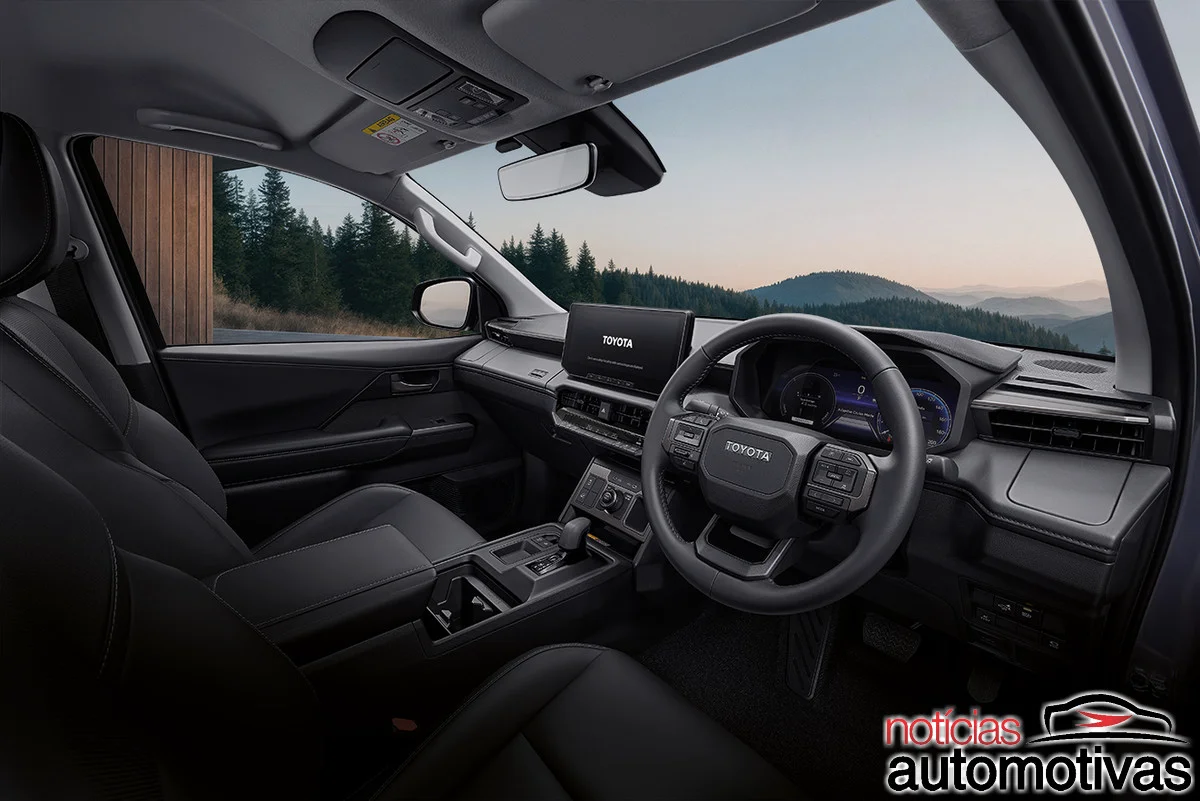 Visão do painel digital da Toyota Hilux.