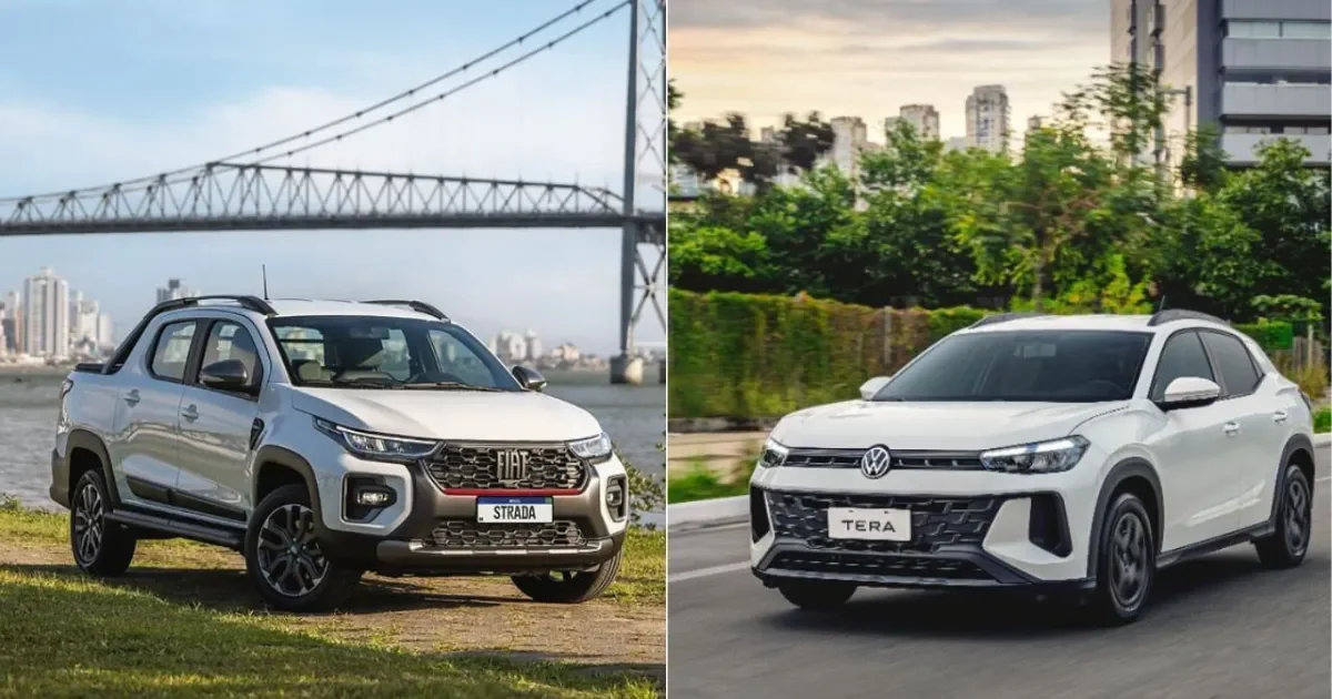 Fiat Strada e VW Tera em destaque.
