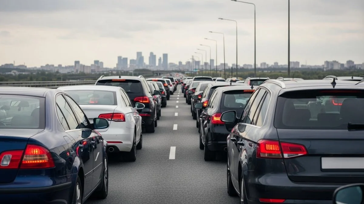 Carros trafegando em uma avenida, destacando isenção do IPVA 2026