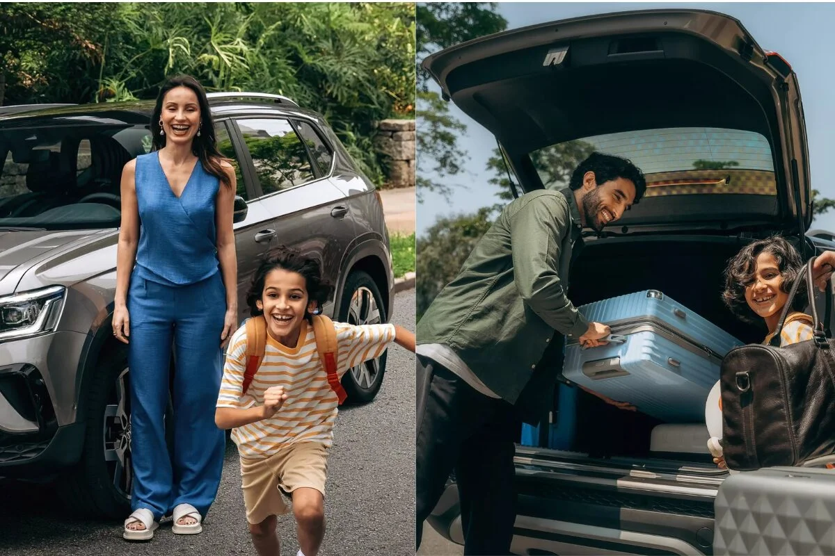 Fam&iacute;lia se preparando para viagem em SUV.