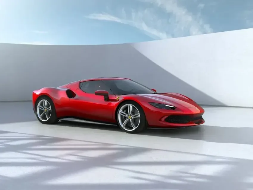 Ferrari 296 GTB em exibi&ccedil;&atilde;o.