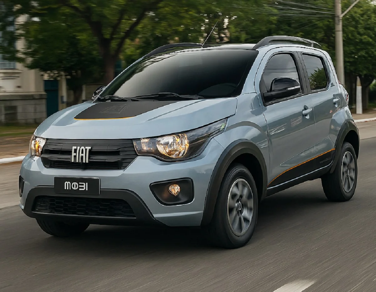 Fiat Mobi Like 2025 em movimento na cidade.