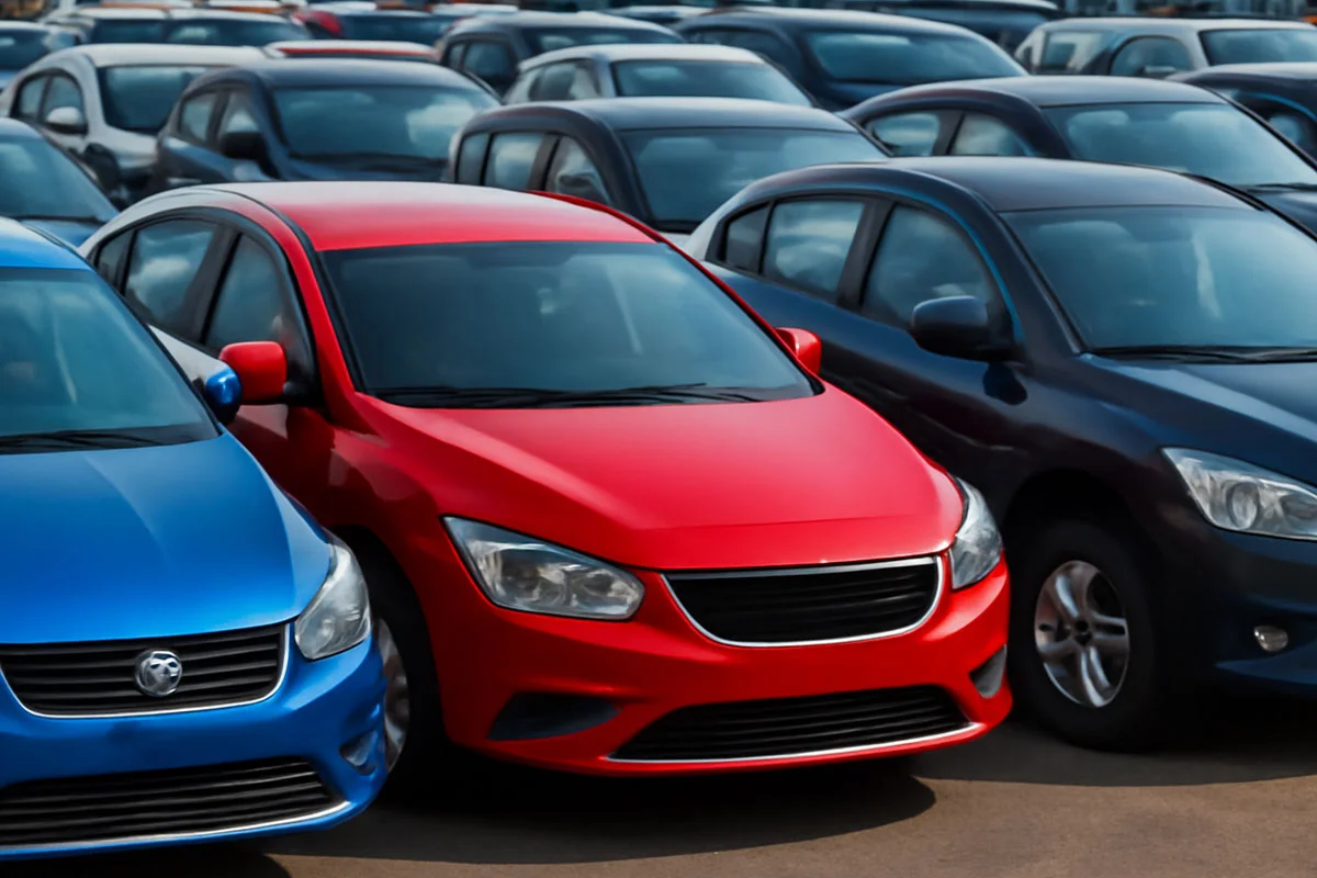 Diversos carros usados estacionados