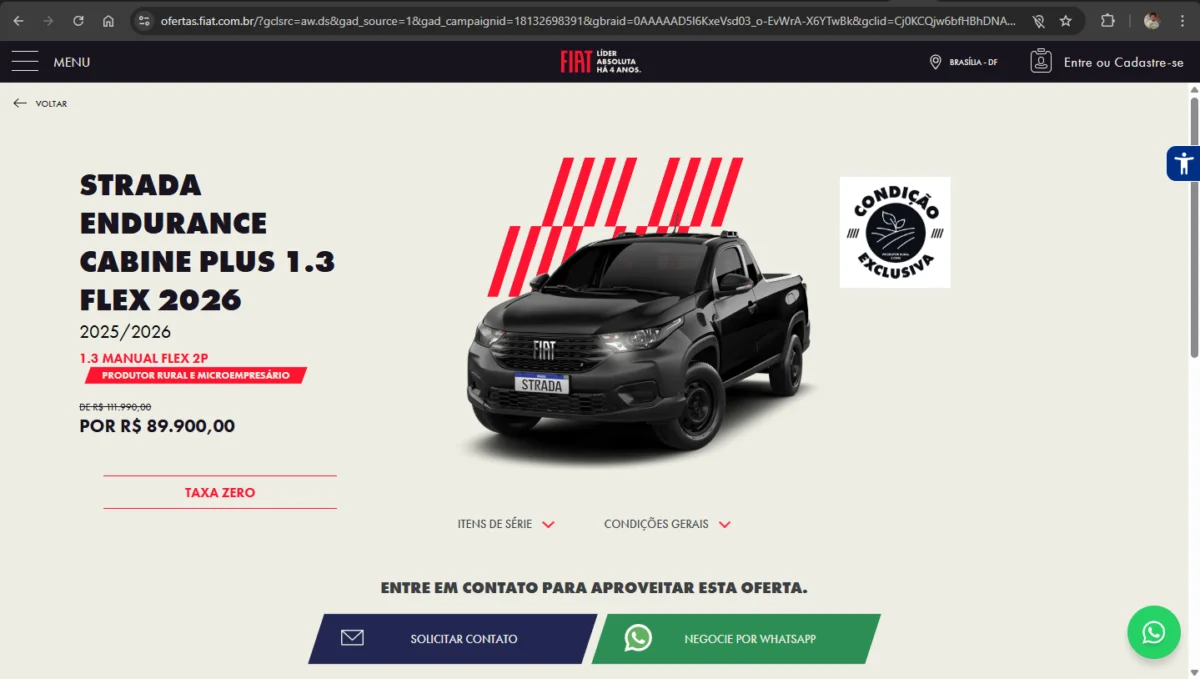 Captura de tela da oferta Fiat Strada