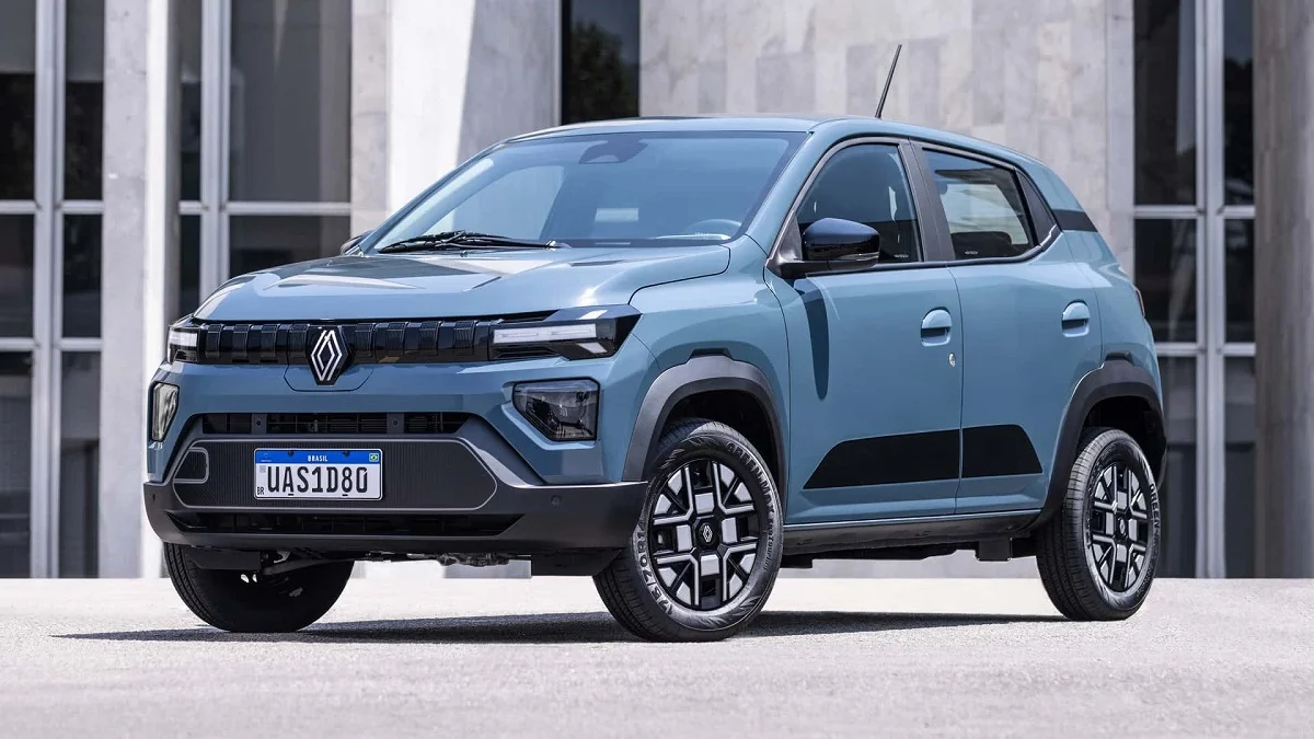 Renault Kwid E-Tech em uma posição frontal