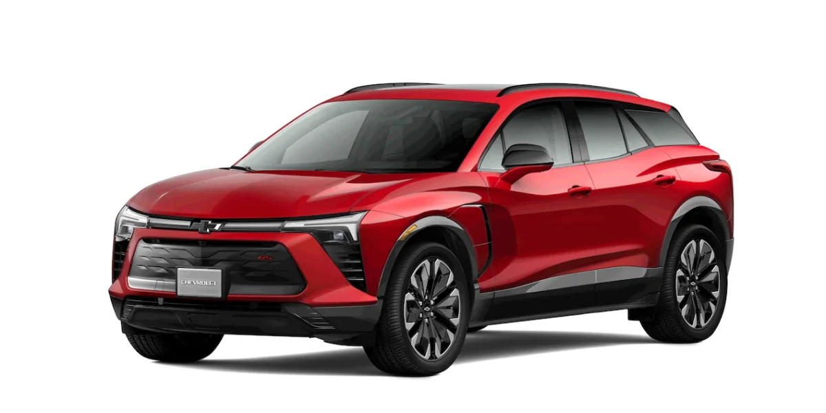 Carro Blazer EV vermelho.