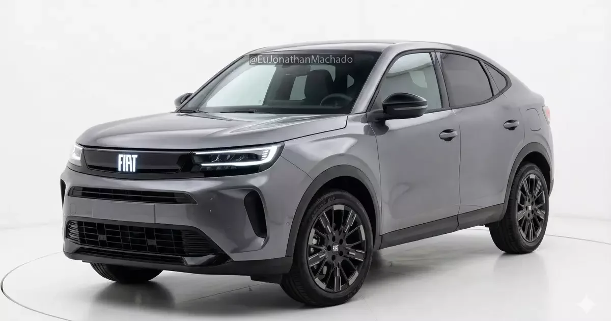 Projeção frontal do Fiat Fastback 2027.