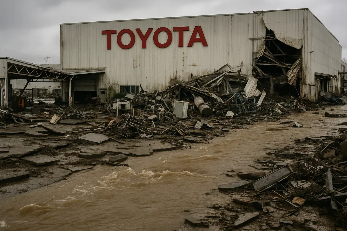 Fábrica da Toyota danificada