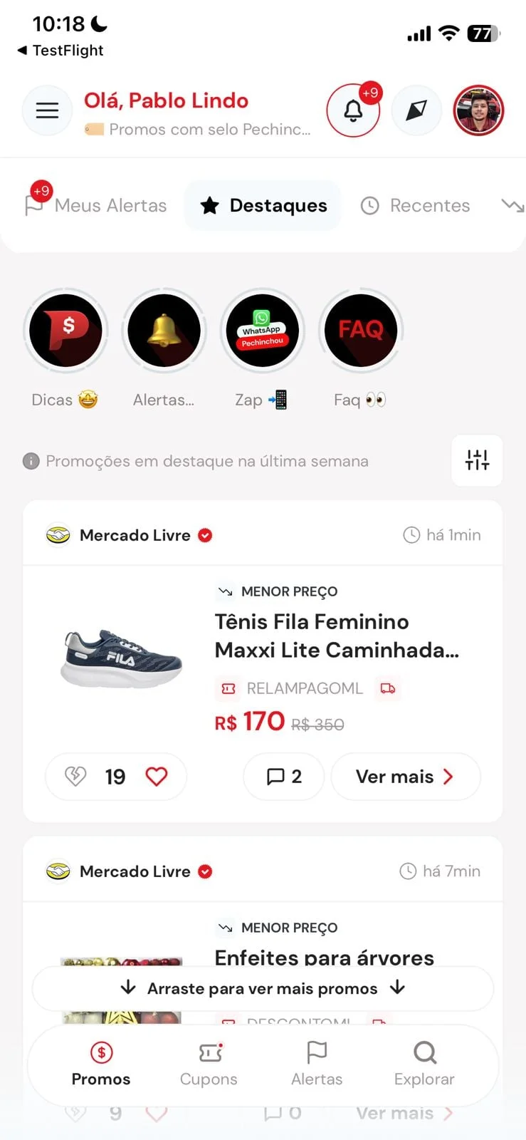 Mockup de aplicativo de promo&ccedil;&otilde;es.