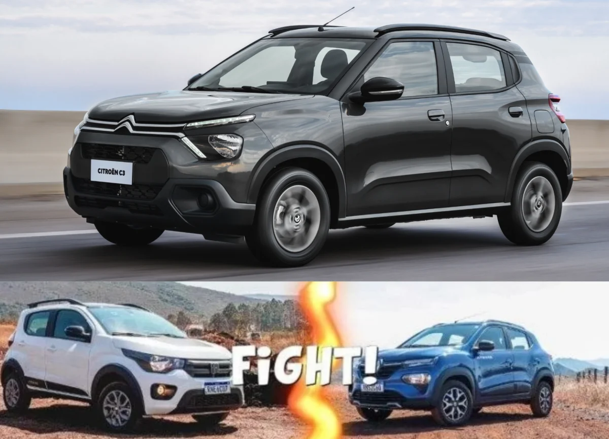Comparativo entre Citroën C3, Renault Kwid e Fiat Mobi