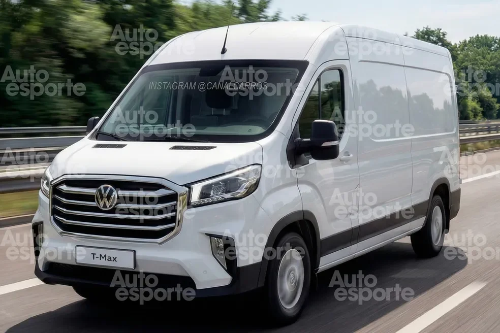 Volkswagen van em movimento na estrada.