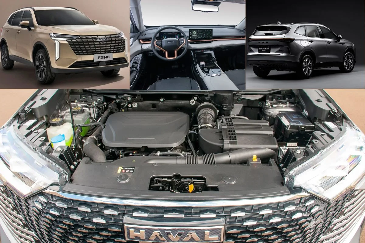 Montagem do GWM Haval H6 mostrando interior e exterior