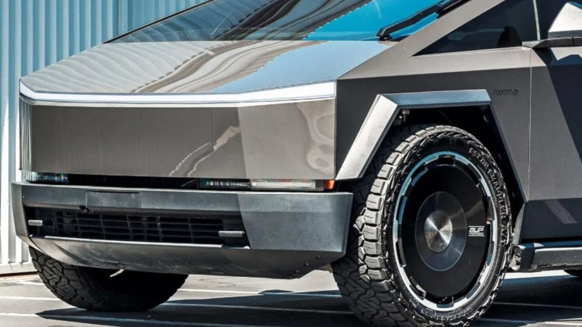 Detalhe das rodas Cybrdisc do Cybertruck