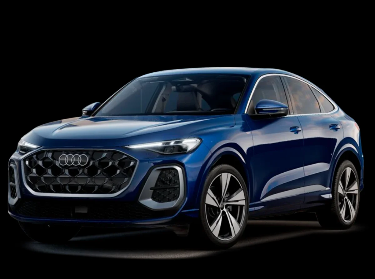 Audi Q5 azul em exibição